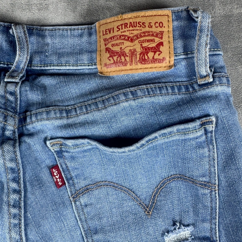 Levis 711 Skinny Jeans Womens 26 Medium Wash Distressed Ripped Mid Rise Denim - Picture 9 of 12